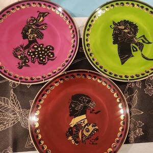 VINTAGE Christian LaCroix LES MYTHOLOGIES plates, Pink, Green, And the RARE  Red
